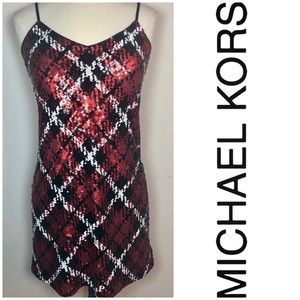 MICHAEL Michael Kors Red and Black Sequin Dress